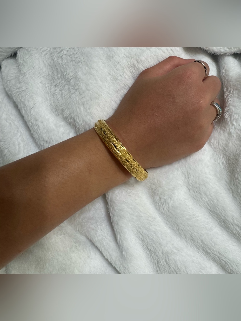 Gold plated Textured Bangle Bracelet